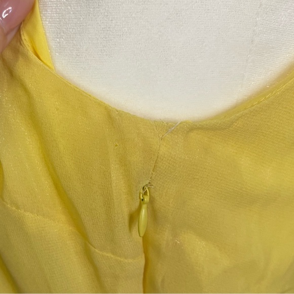 GROGEOUS NWT Nannette Yellow Glimmer Lepore Chiffon Pleated Midi Dress Sz 6 - Picture 13 of 13